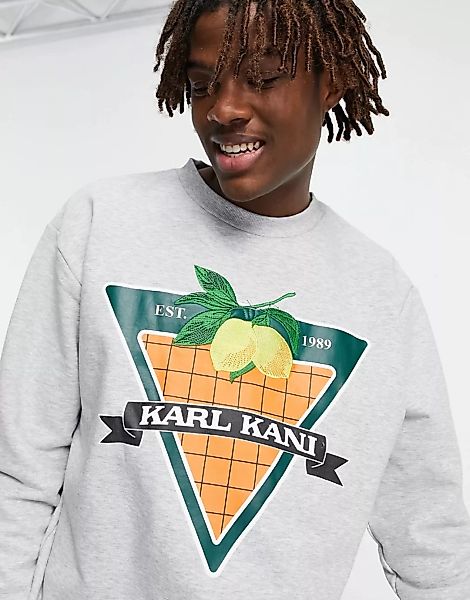 Karl Kani – Retro-Sweatshirt in Aschgrau mit Rundhalsausschnitt günstig online kaufen