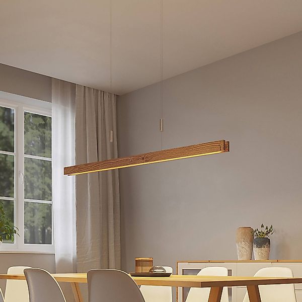 Lindby Alimara LED-Holz-Hängeleuchte, Holz, Länge 138 cm günstig online kaufen