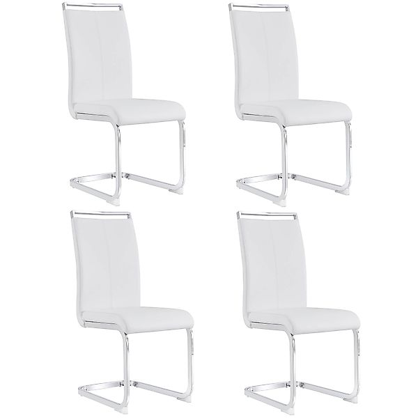 Set aus 4 Freischwinger Stuhl, Verchromtes Metallgestell, Ergonomisches Des günstig online kaufen