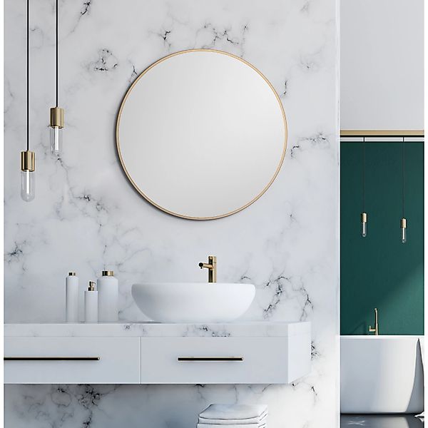 Talos Badspiegel Picasso gold Ø 60 cm, hochwertiger Aluminiumrahmen günstig online kaufen