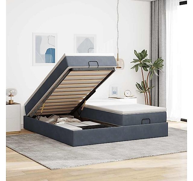 vidaXL Bett, Ottoman-Bett mit Matratzen Dunkelgrau 200x200 cm Samt günstig online kaufen