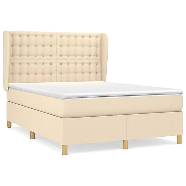 vidaXL Boxspringbett mit Matratze Creme 140x200 cm Stoff1372806 günstig online kaufen