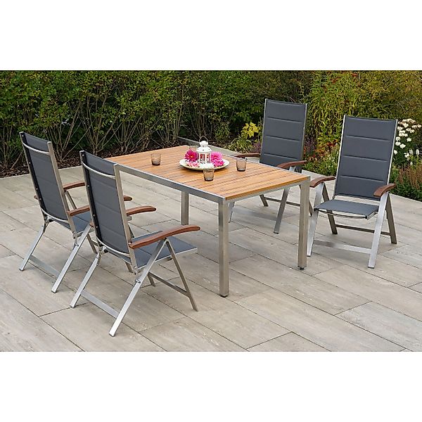 Merxx Ferrara Set 5-tlg. 4 Klappsessel Gartentisch 150 x 90 cm günstig online kaufen