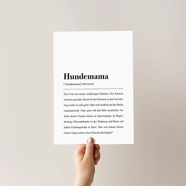 Hundemama Poster Din A4: Hundemama Definition günstig online kaufen