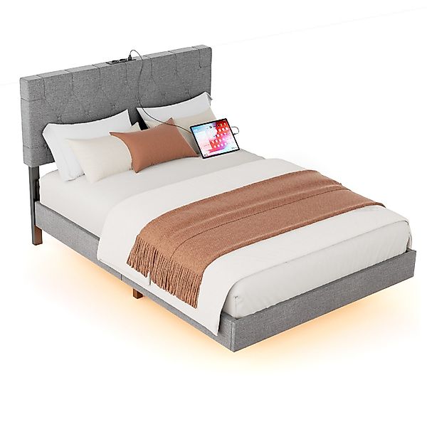 oyajia Polsterbett Doppelbett 140x200 cm, LED günstig online kaufen