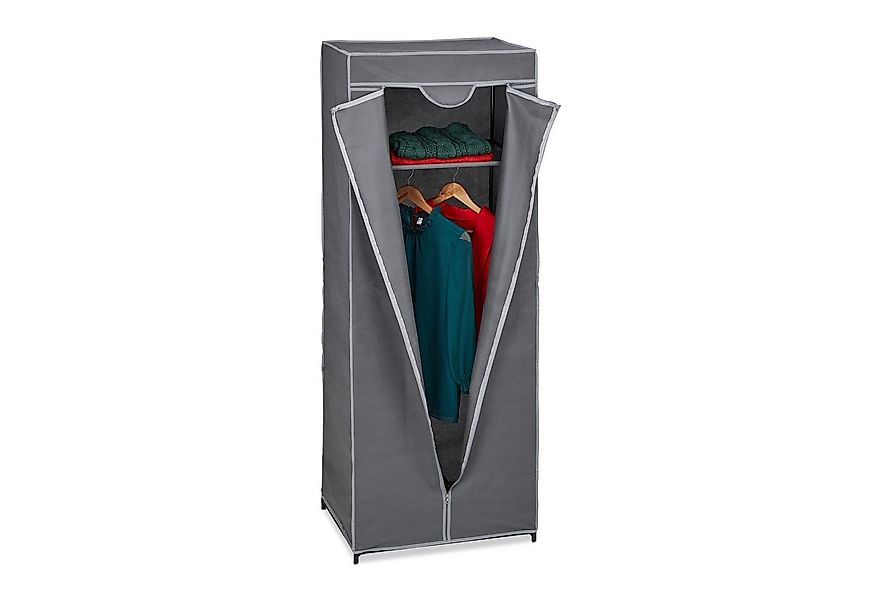 relaxdays Stoffschrank mit Kleiderstange Anthrazit günstig online kaufen