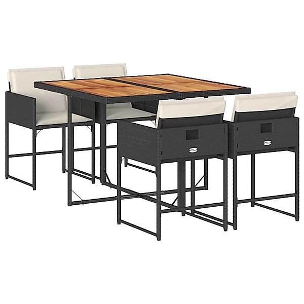 vidaXL 5-Tlg Garten-Essgruppe mit Kissen Schwarz Poly Rattan 3211263 günstig online kaufen