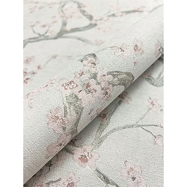 Newroom Vliestapete Ksenia Light Grey Kirschblüten Floral FSC® günstig online kaufen