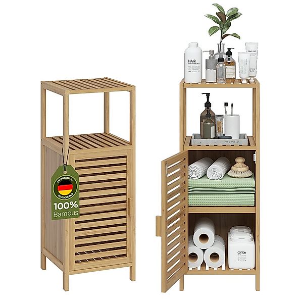 Bellamio Hochschrank Newa Badezimmerschrank aus Bambus, 6 Ablagen und 1 Tür günstig online kaufen