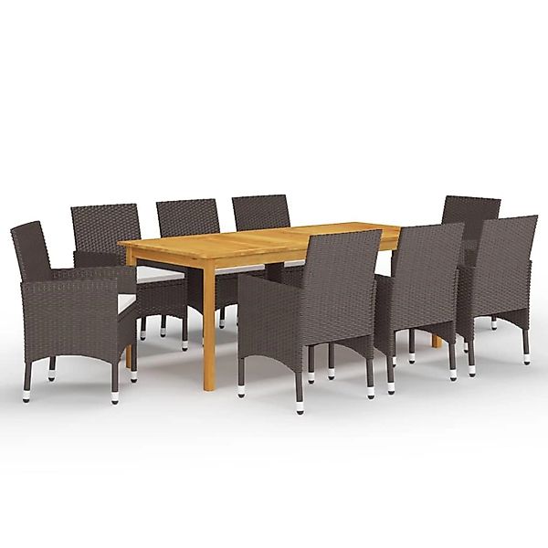 vidaXL 9-Tlg Garten-Essgruppe mit Kissen Braun 3095868 günstig online kaufen