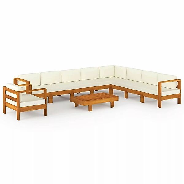 vidaXL Gartenlounge-Set 10-tlg. Garten-Lounge-Set mit Creme günstig online kaufen
