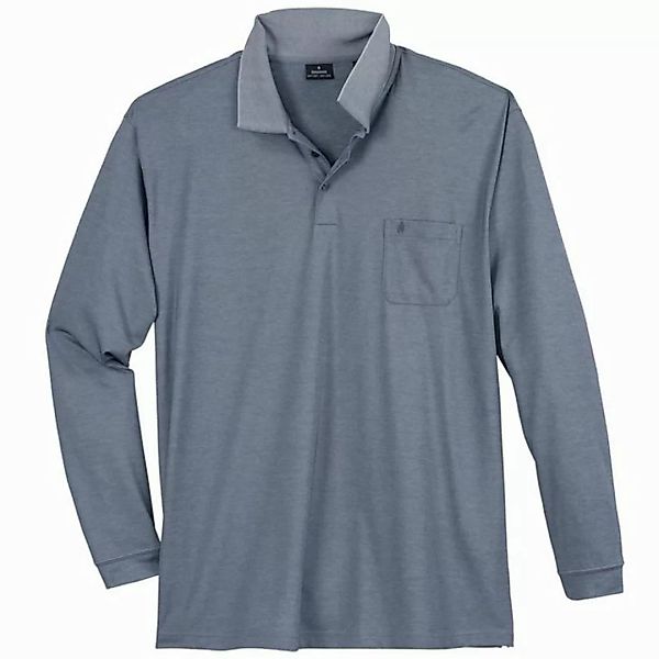 RAGMAN Poloshirt Große Größen Herren Langarm-Polo taubenblau melange Softkn günstig online kaufen