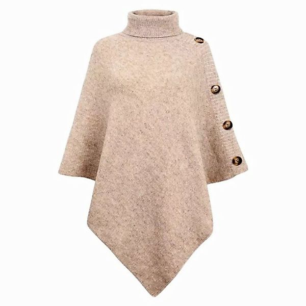 Refttenw Poncho Unregelmäßiger Umhang,Umhang mit hohem Kragen,lässiger Pull günstig online kaufen