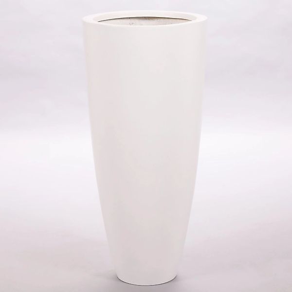 Elegant Einrichten Pflanzkübel Fiberglas Rund-Konisch D38xH80cm Perlmutt-We günstig online kaufen