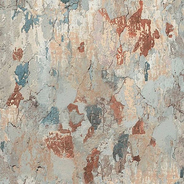 Bricoflor Shabby Chic Tapete Vintage Beton Vliestapete in Blau Braun Ideal günstig online kaufen