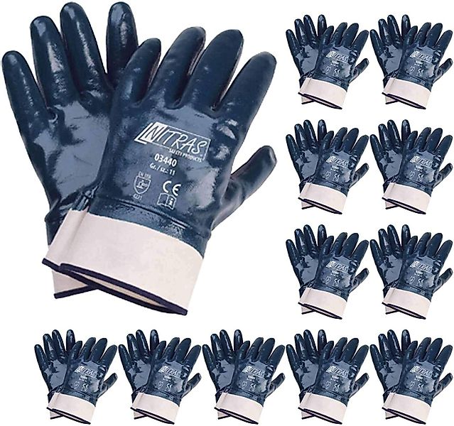 Nitras Nitril-Handschuhe 03440 vollbeschichtet Arbeitshandschuh Stulpe günstig online kaufen