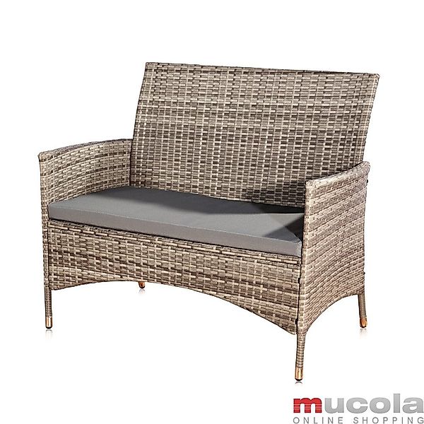 Mucola Gartenbank Gartenbank Sitzbank Polyrattan Schwarz günstig online kaufen