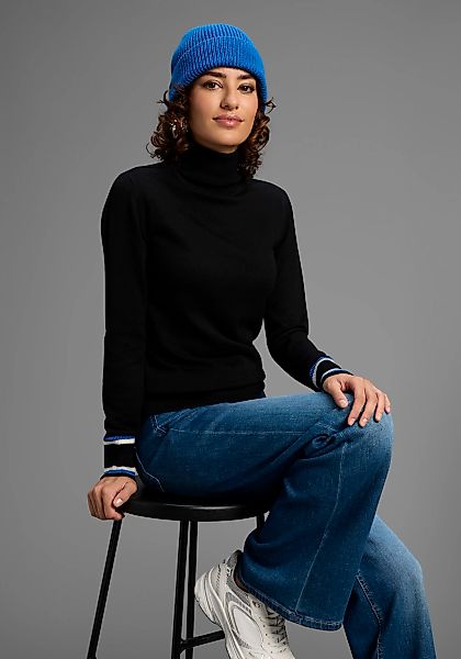 AJC Rollkragenpullover Feinstrick mit trendy Kontraststreifen günstig online kaufen