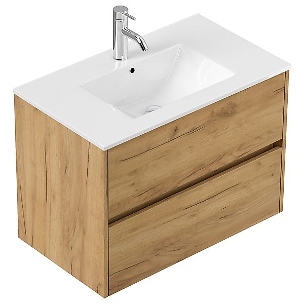 Posseik Badmöbel Limes und Waschtisch 2 Greifraum Auszüge 80 cm Eiche Gold günstig online kaufen