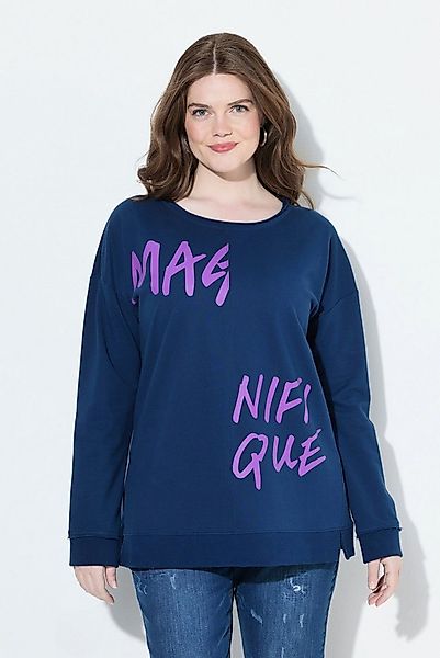 Ulla Popken Sweatshirt Sweatshirt Schriftmotiv Oversized Rundhals Langarm günstig online kaufen