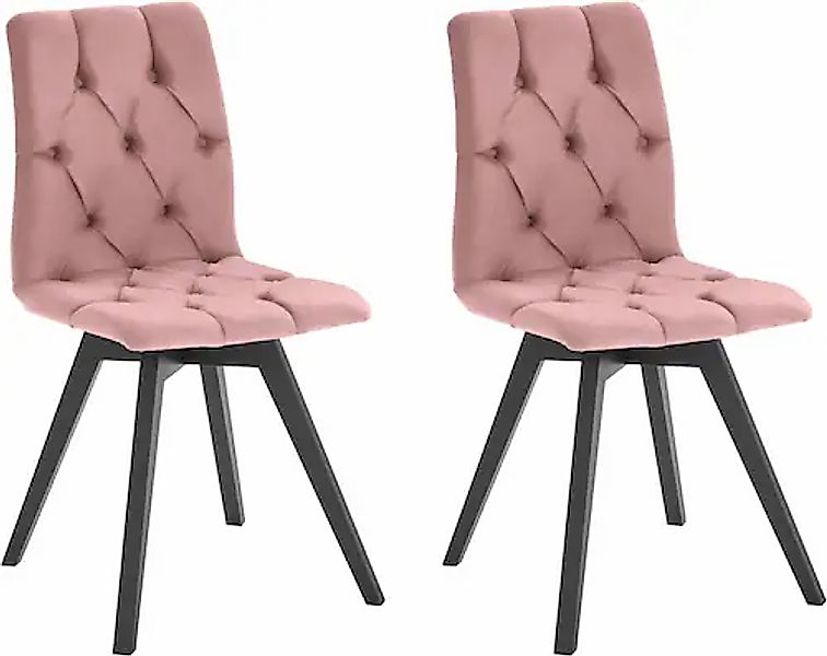 andas 4-Fußstuhl »Melania«, (Set), 2 St., Samtoptik, mit Knopfsteppung (2er günstig online kaufen