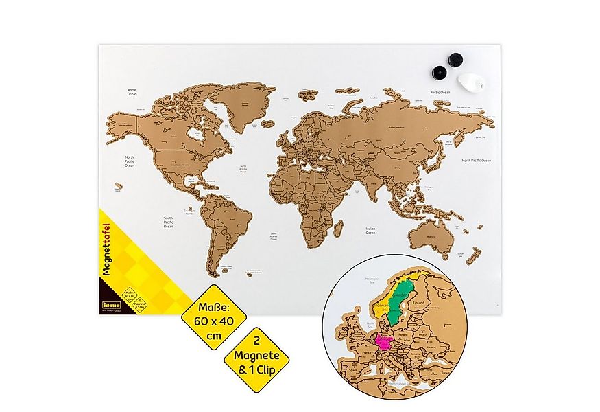 Idena Magnettafel Idena Magnettafel 60x40cm Weltkarte mit Zubehör günstig online kaufen
