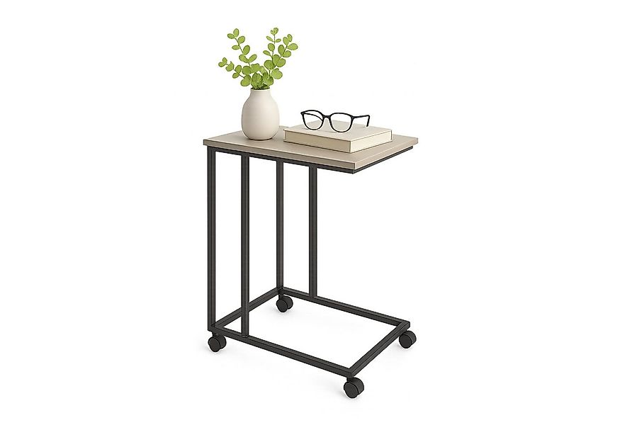 relaxdays Beistelltisch mit Rollen C Form, Schwarz-Grau günstig online kaufen