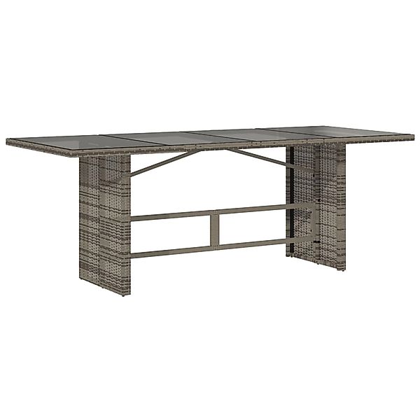 vidaXL Gartentisch mit Glasplatte Grau 190x80x75 cm Poly Rattan 365604 günstig online kaufen