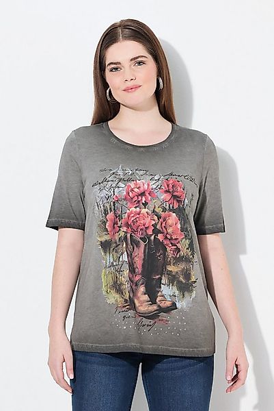 Ulla Popken T-Shirt T-Shirt Trachtenmotiv Classic Rundhals Halbarm günstig online kaufen