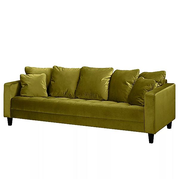home24 Red Living Sofa Elnora 3-Sitzer Olivgrün Samt 228x85x90 cm günstig online kaufen