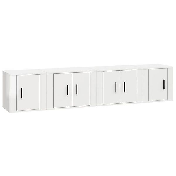 furnicato TV-Schrank 4-tlg. TV-Schrank-Set Hochglanz-Weiß Holzwerkstoff (1- günstig online kaufen