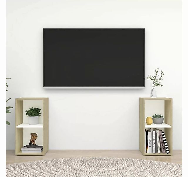 furnicato TV-Schrank TV-Schränke 2 Stk. Weiß Sonoma-Eiche 72x35x36,5cm Holz günstig online kaufen