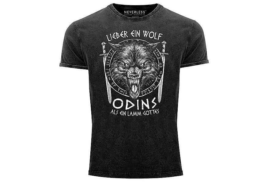 Neverless Print-Shirt Herren Vintage Shirt Lieber ein Wolf Odins als ein La günstig online kaufen