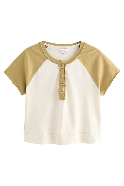 Next Henleyshirt Kürzer geschnittenes Henley-T-Shirt, Farbblock günstig online kaufen