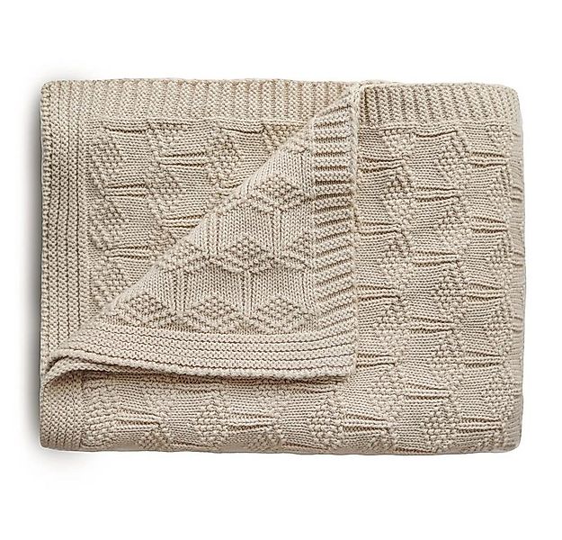 Babydecke Wabenstrickdecke Beige, Mushie, Bio-Baumwolle Kuscheldecke 80 x 1 günstig online kaufen
