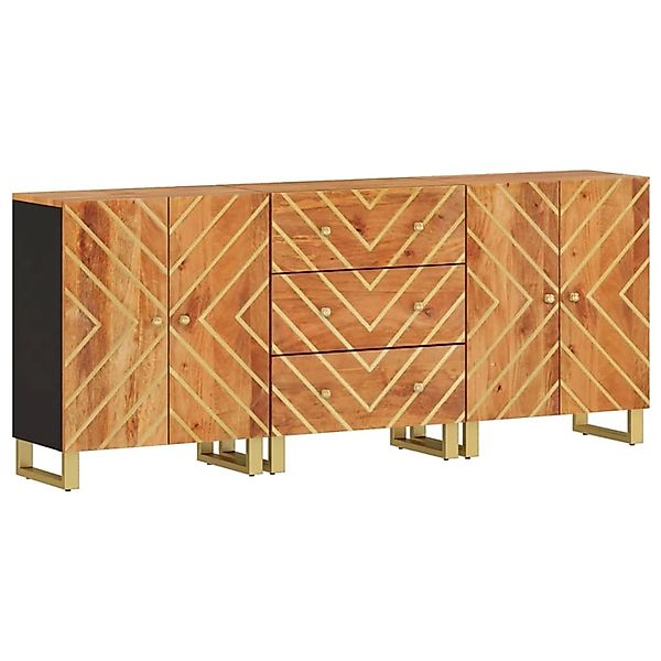 vidaXL Beistellschränke 3 Stk Braun & Schwarz 60x33,5x75 cm Mangoholz 32062 günstig online kaufen