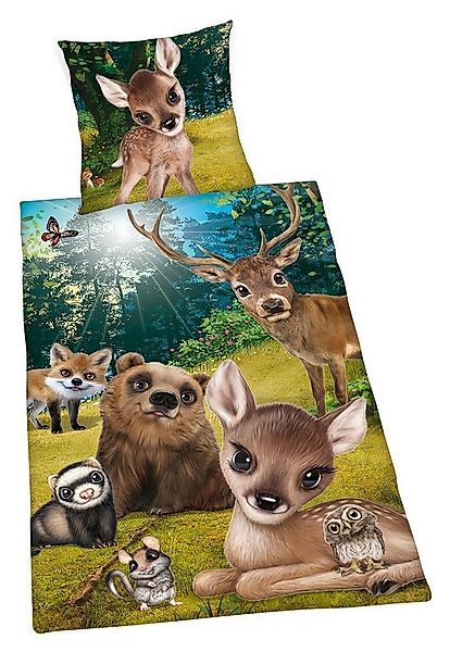 Herding Babybettwäsche ANIMAL, 135 x 200 cm, Grün, Braun, Baumwolle, 2 teil günstig online kaufen