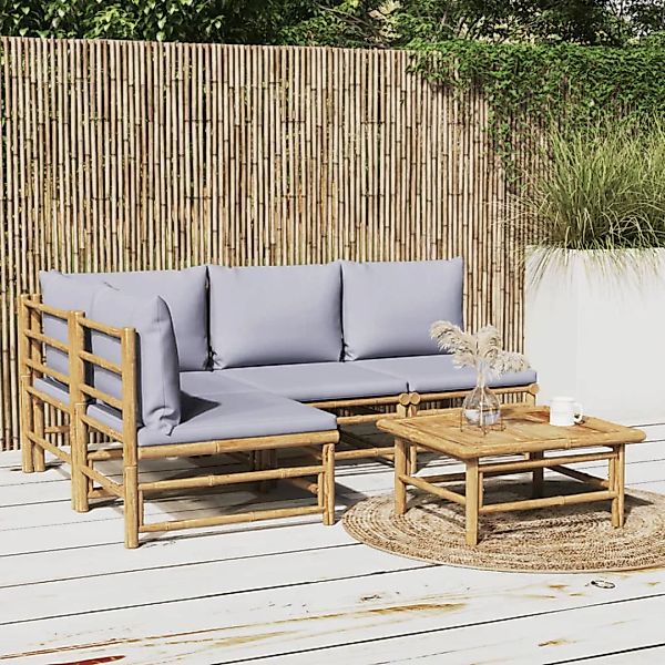 vidaXL Gartenlounge-Set 5-tlg. Garten-Lounge-Set mit Hellgrauen günstig online kaufen