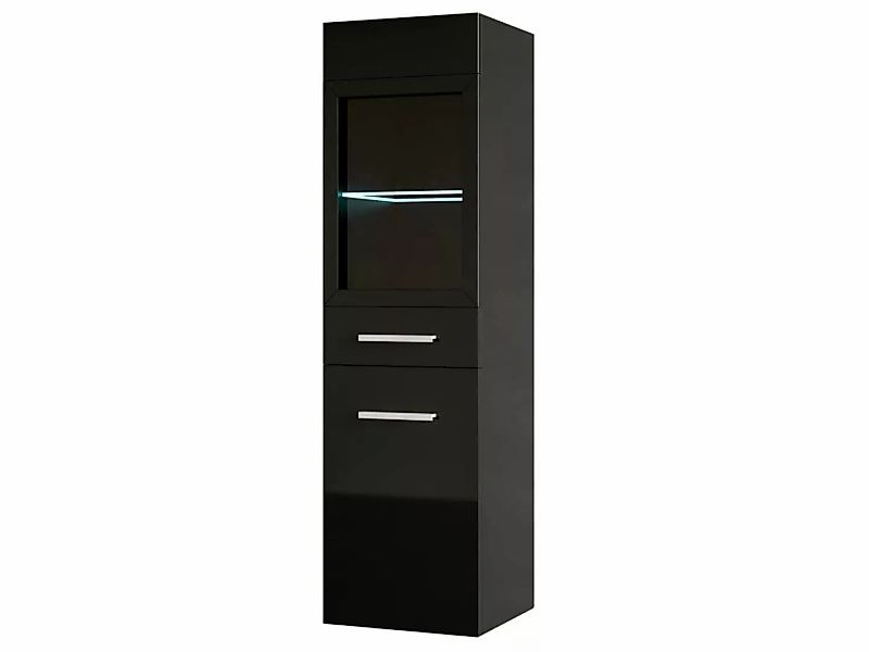 Badezimmerschrank mit LEDs - 30 x 30 x 109 cm - Schwarz - LAURINE günstig online kaufen