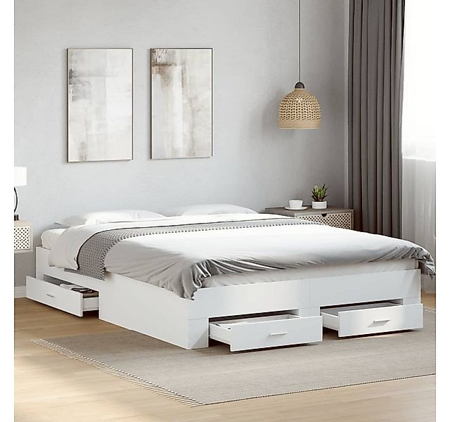 furnicato Bettgestell mit Schubladen Weiß 160x200 cm Holzwerkstoff (1-tlg) günstig online kaufen