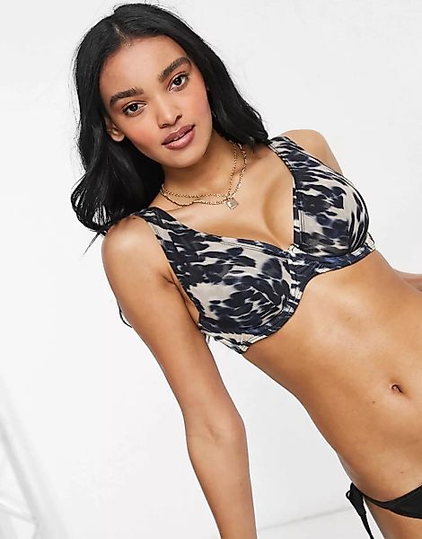 ASOS DESIGN – Größere Brust – Bügel-Bikinioberteil mit Netz-Overlay und ver günstig online kaufen