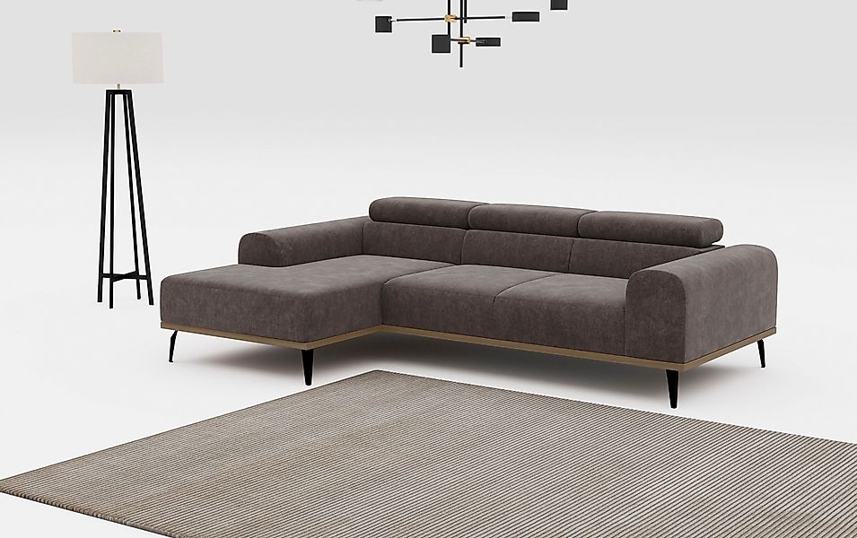 PLACES OF STYLE Ecksofa "Carlo L-Form" mit Kopfteilverstellung & Holz-Rahme günstig online kaufen