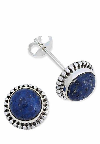 mantraroma Paar Ohrstecker PUNTI rund groß aus 925 Silber mit Lapis Lazuli günstig online kaufen