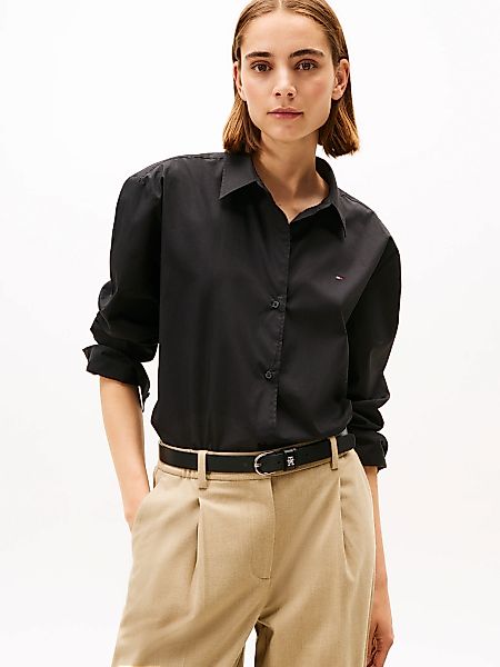 Tommy Hilfiger Hemdbluse "ESS POPLIN EASY FIT SHIRT", Hinten länger geschni günstig online kaufen
