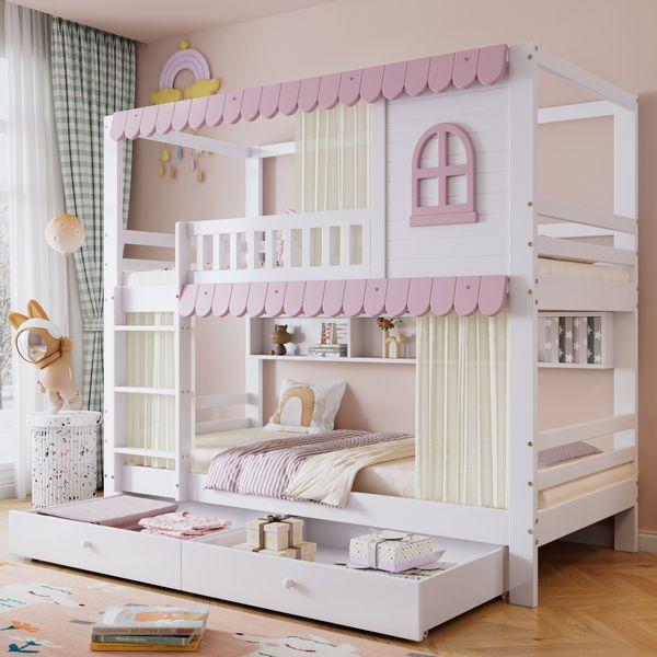 STILVORA Etagenbett 90x200 mit Schubladen&Matratze,Kinderbett Begestell günstig online kaufen