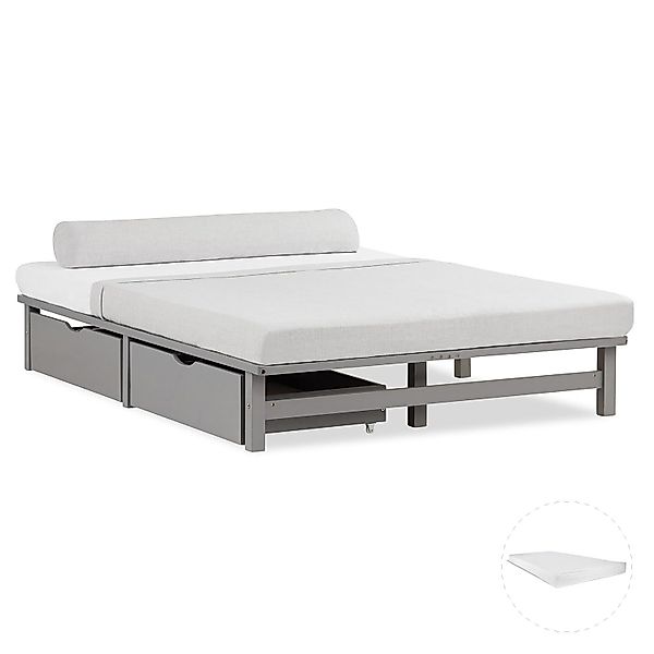 Homestyle4u Holzbett Palettenbett Holz Kiefer Futonbett günstig online kaufen