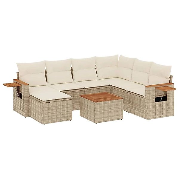 vidaXL 8-Tlg Garten-Sofagarnitur mit Kissen Beige Poly Rattan 3227052 günstig online kaufen