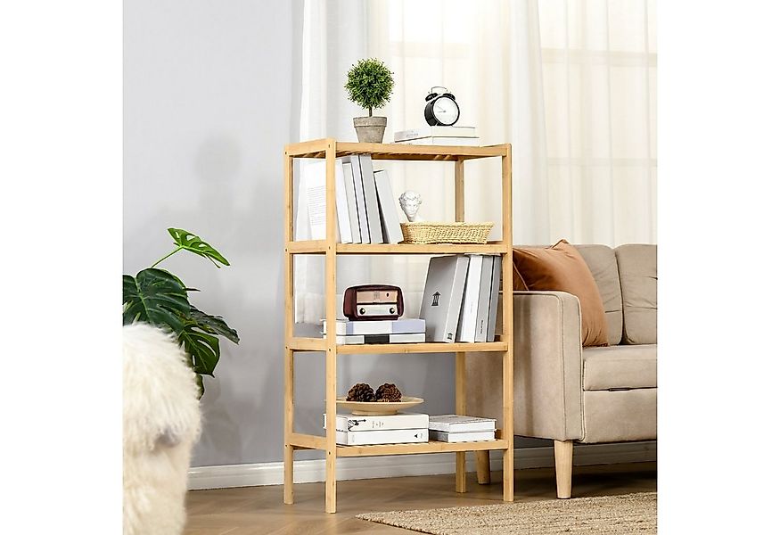 HOMCOM Standregal Bücherregal 4-stufiges Bambusregal Büroregal Lagerregal A günstig online kaufen