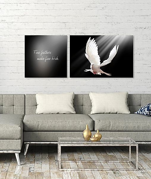 queence Leinwandbild »Birds«, Vogelbilder-Vögel-Kunst-Modern-Spa-Spa Bilder günstig online kaufen