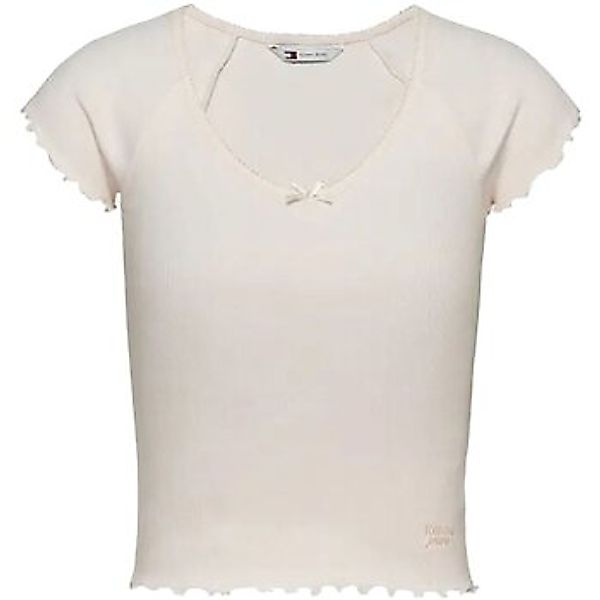Tommy Jeans Kurzarmshirt TJW SLIM VNECK GMD RIB SS mit Rollkanten, im femin günstig online kaufen